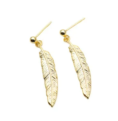 18K Gold Plated Feather Earrings