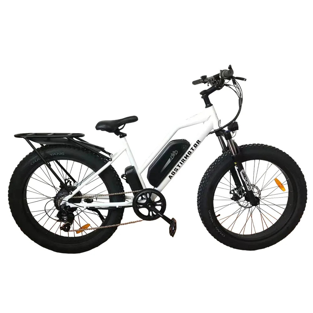 26" Electric Bike Ebike Bicycle 750W Motor Fat Tire With P7 48V 13AH Removable Li-Battery (White)