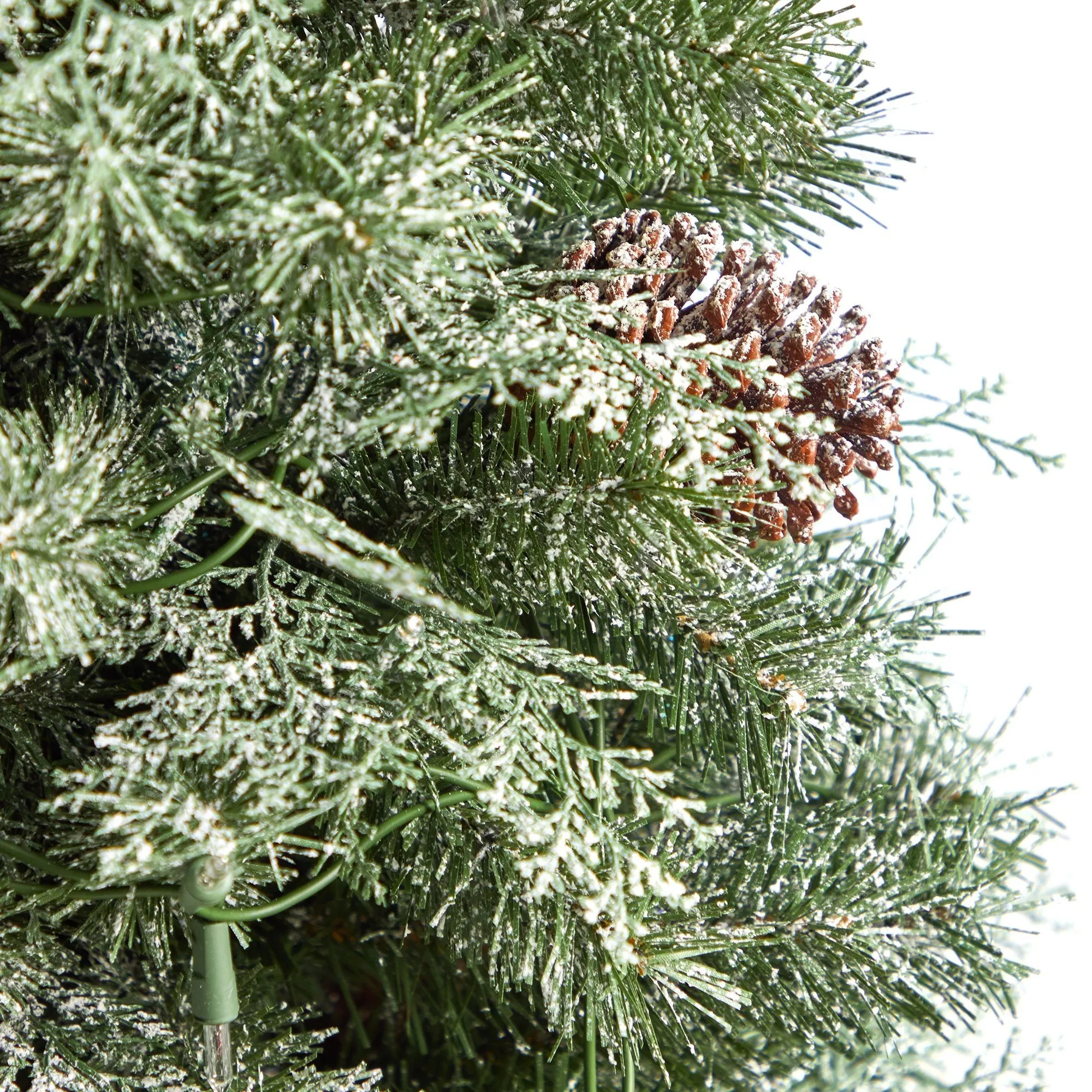 4’ English Pine Tree with 100 Warm White LED Lights and 413 Bendable Branches in Decorative Urn