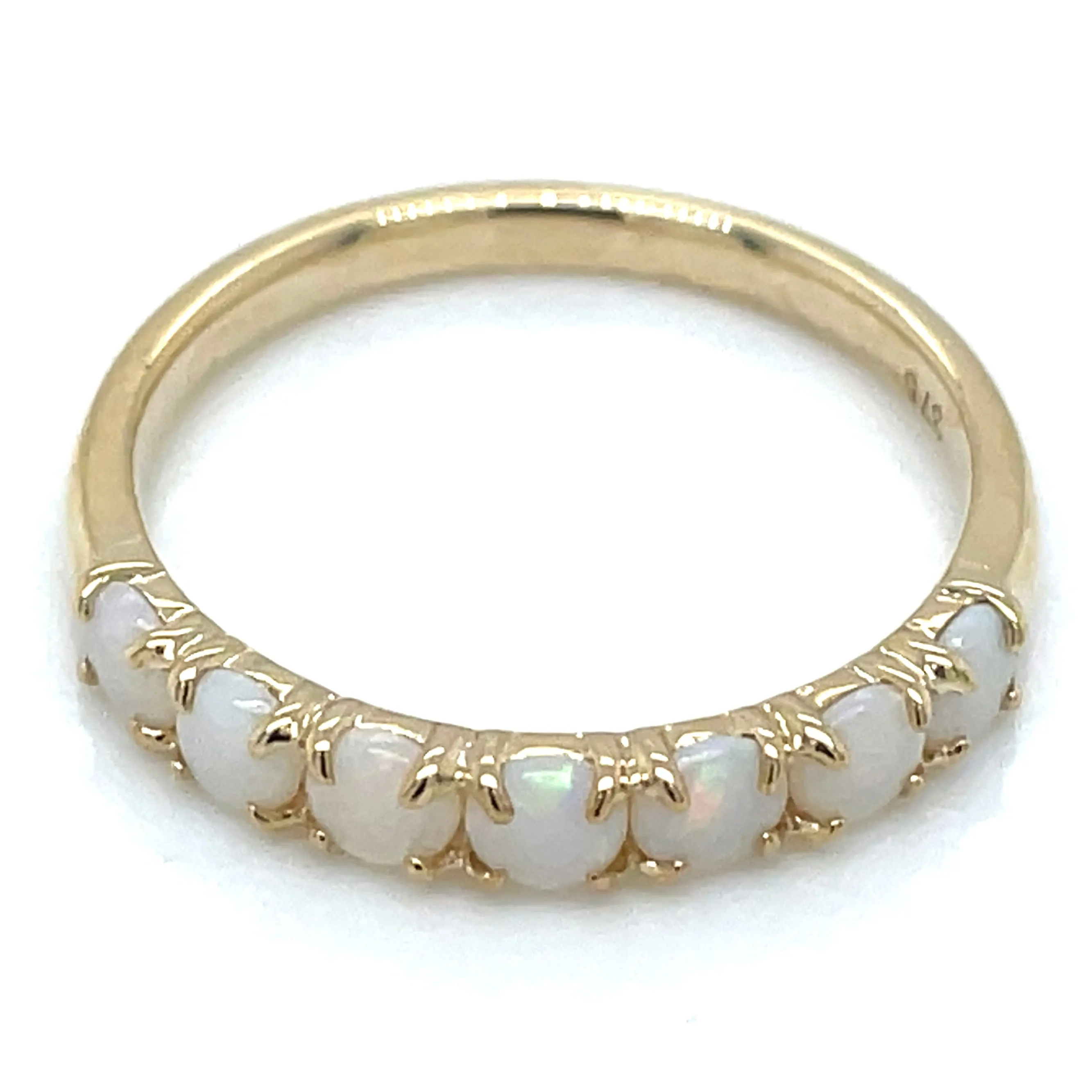 9ct Yellow Gold Round Opal Seven Stone Ring