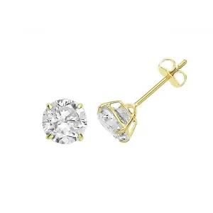 9ct Yellow Gold Zirconia Stud 6Mm ES713