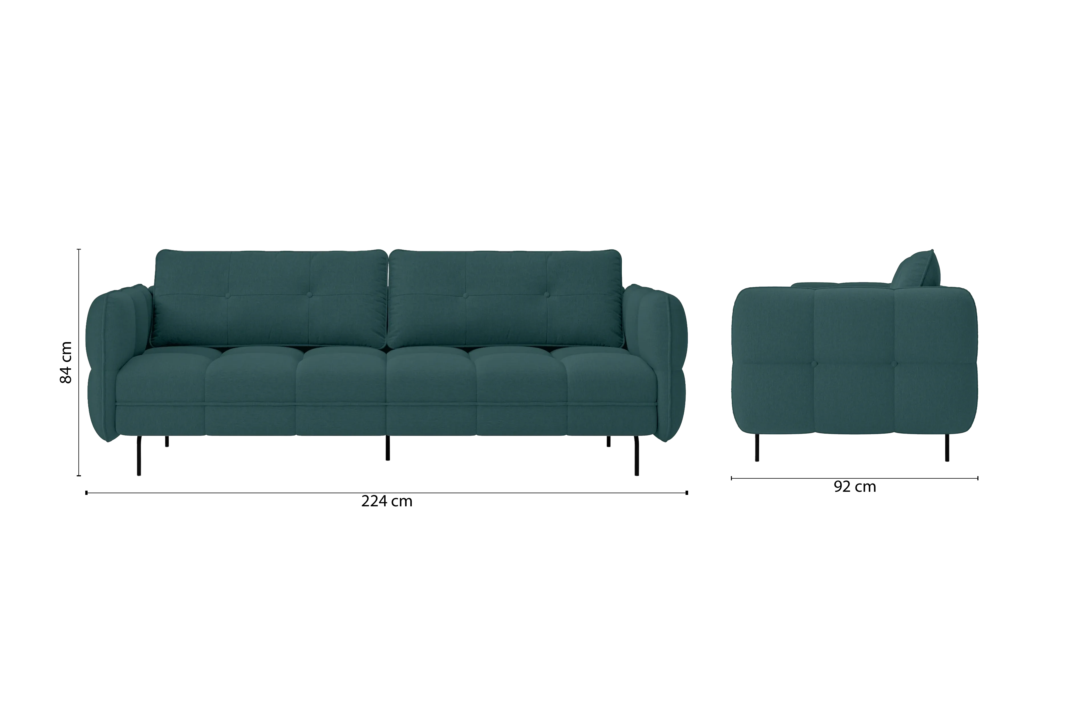 Anzio 3 Seater Sofa Teal Linen Fabric