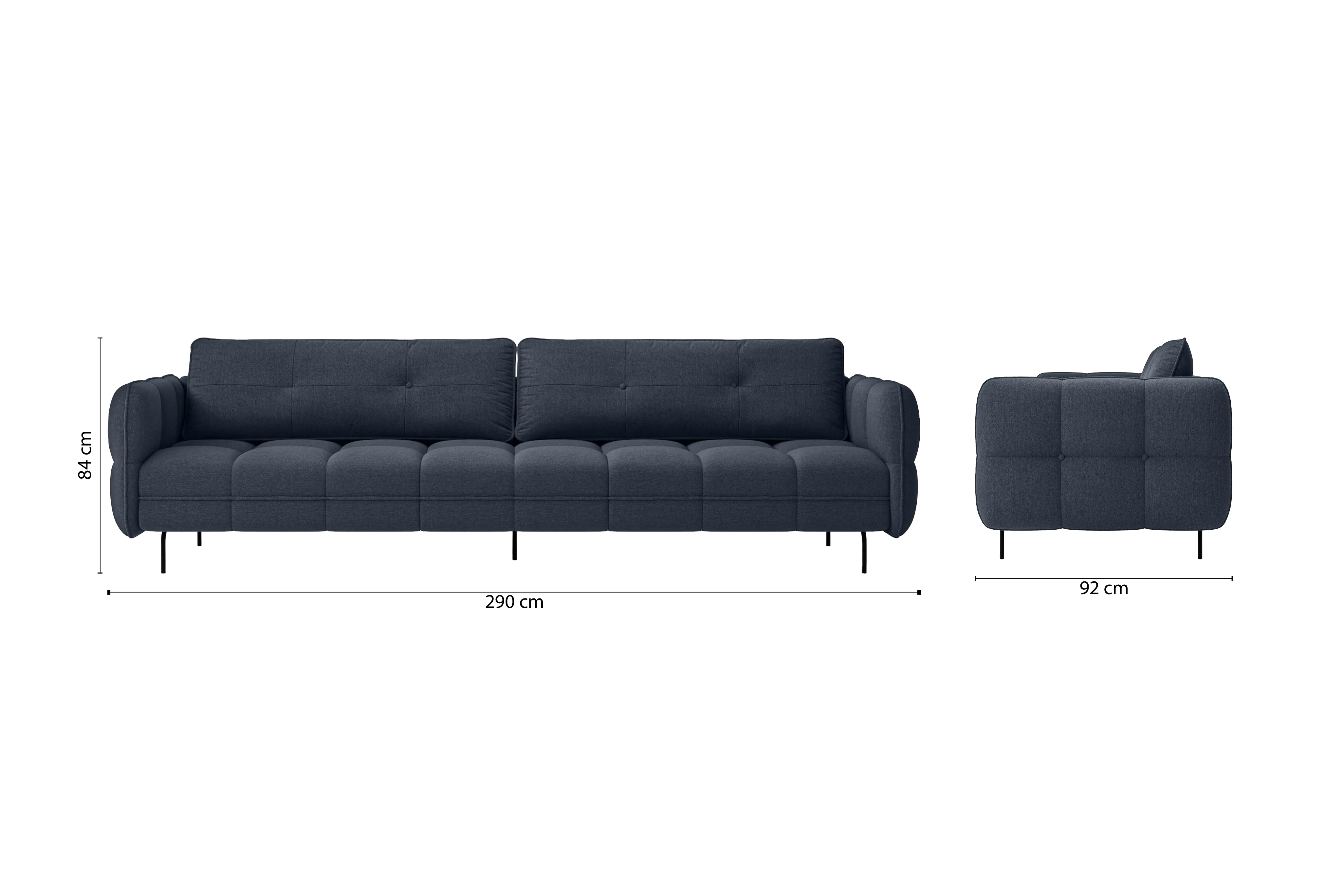 Anzio 4 Seater Sofa Dark Blue Linen Fabric