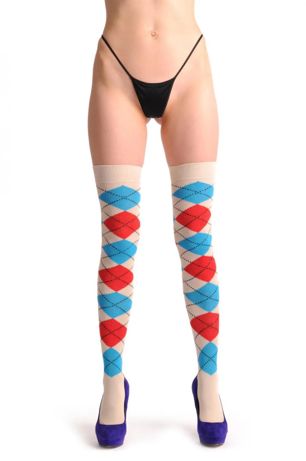 Argyle Beige Blue & Red