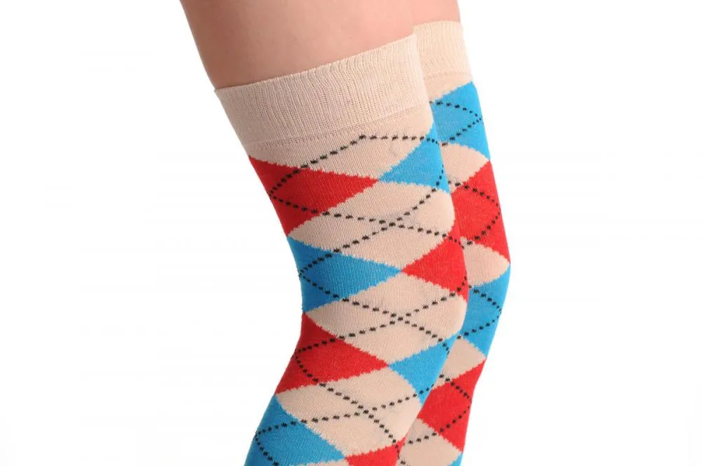 Argyle Beige Blue & Red