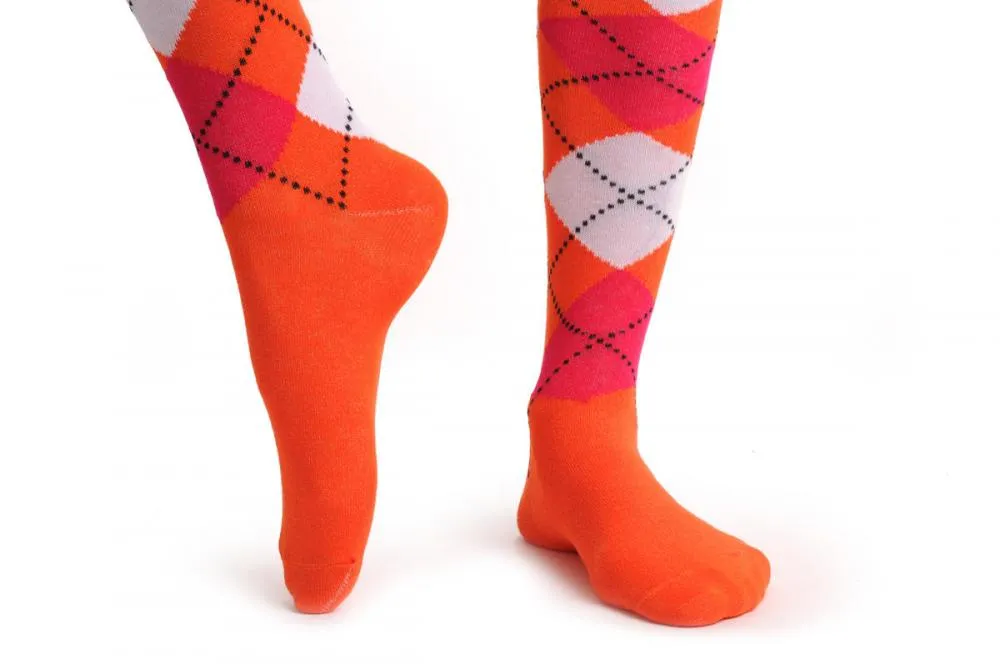 Argyle White Orange & Red