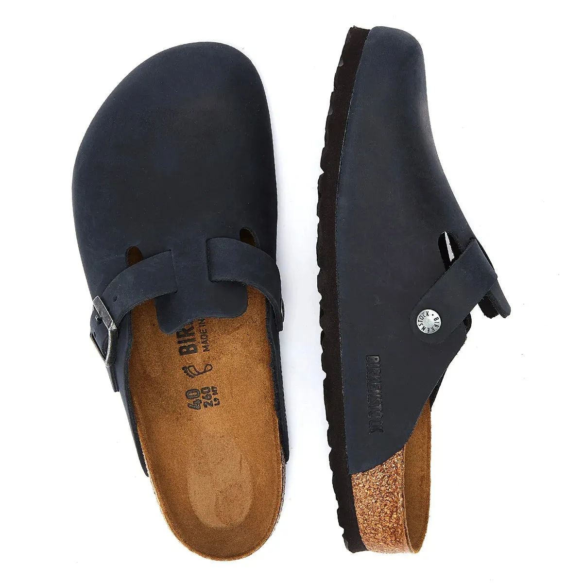 Birkenstock Boston Black Oiled Nubuck Clogs