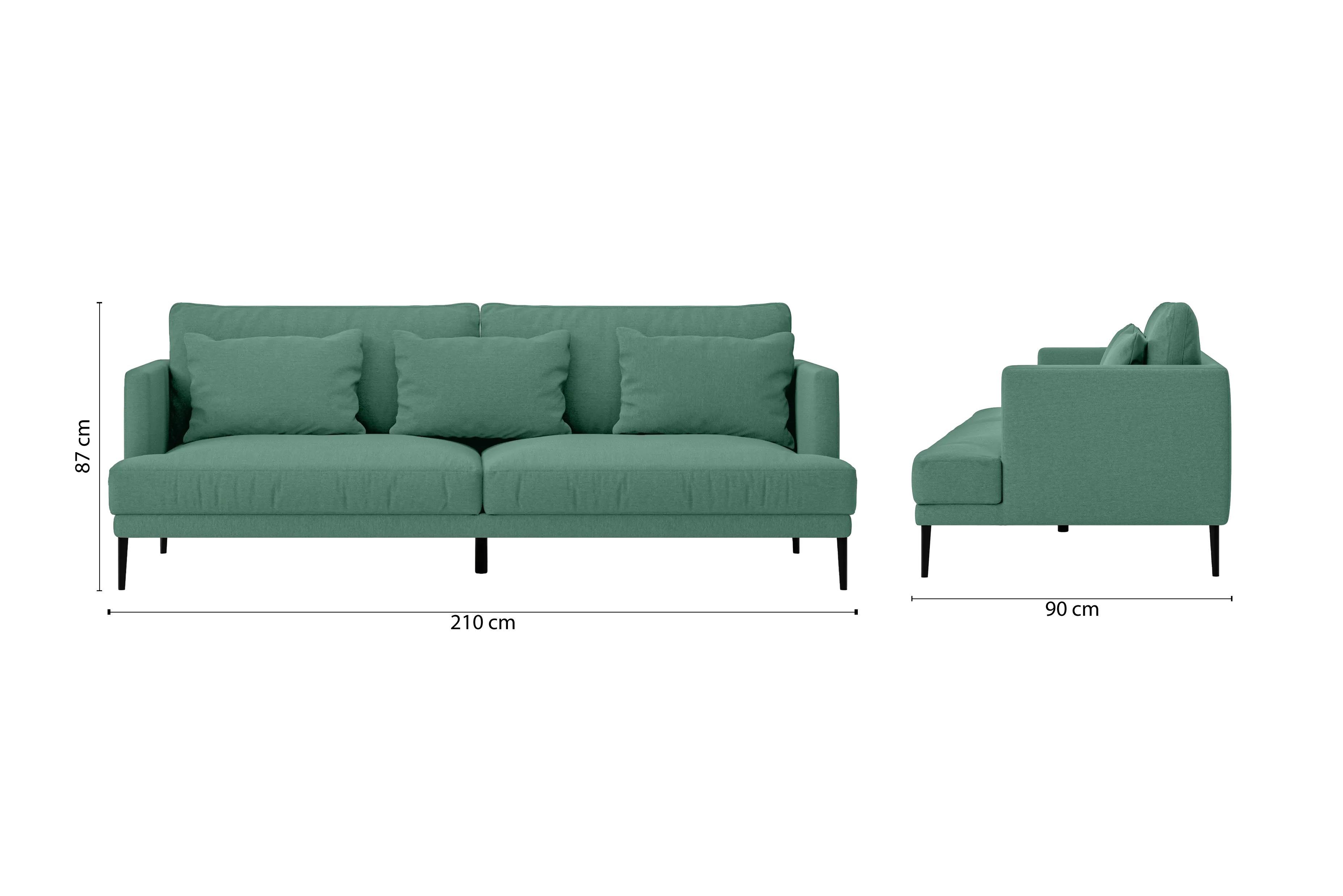 Bisceglie 3 Seater Sofa Mint Green Linen Fabric