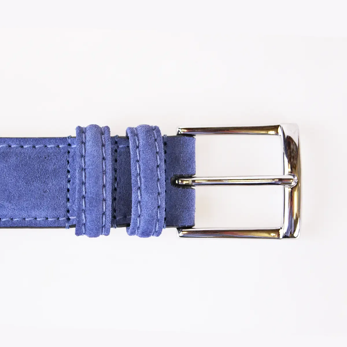 Blue Suede & Silver Buckle Belt