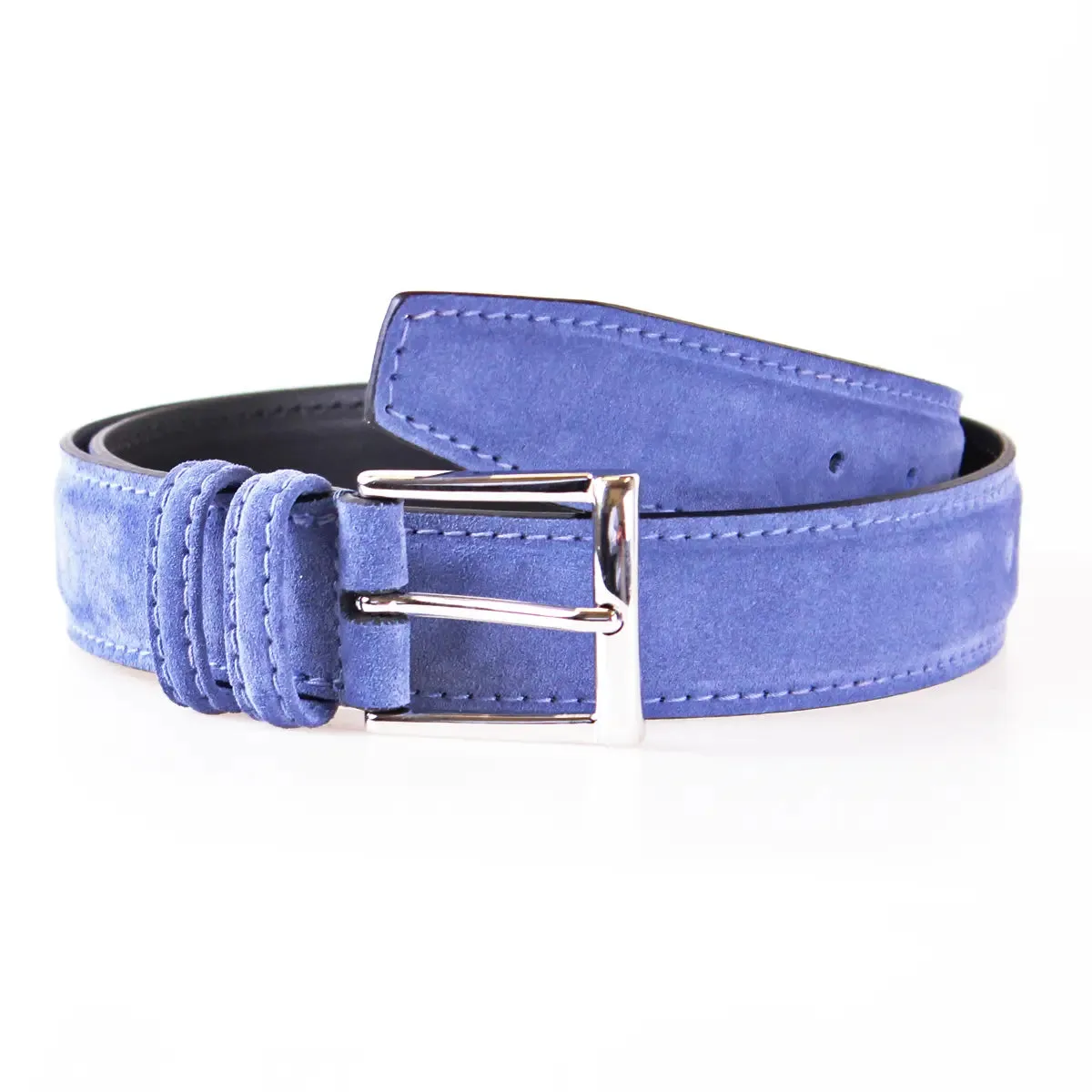 Blue Suede & Silver Buckle Belt