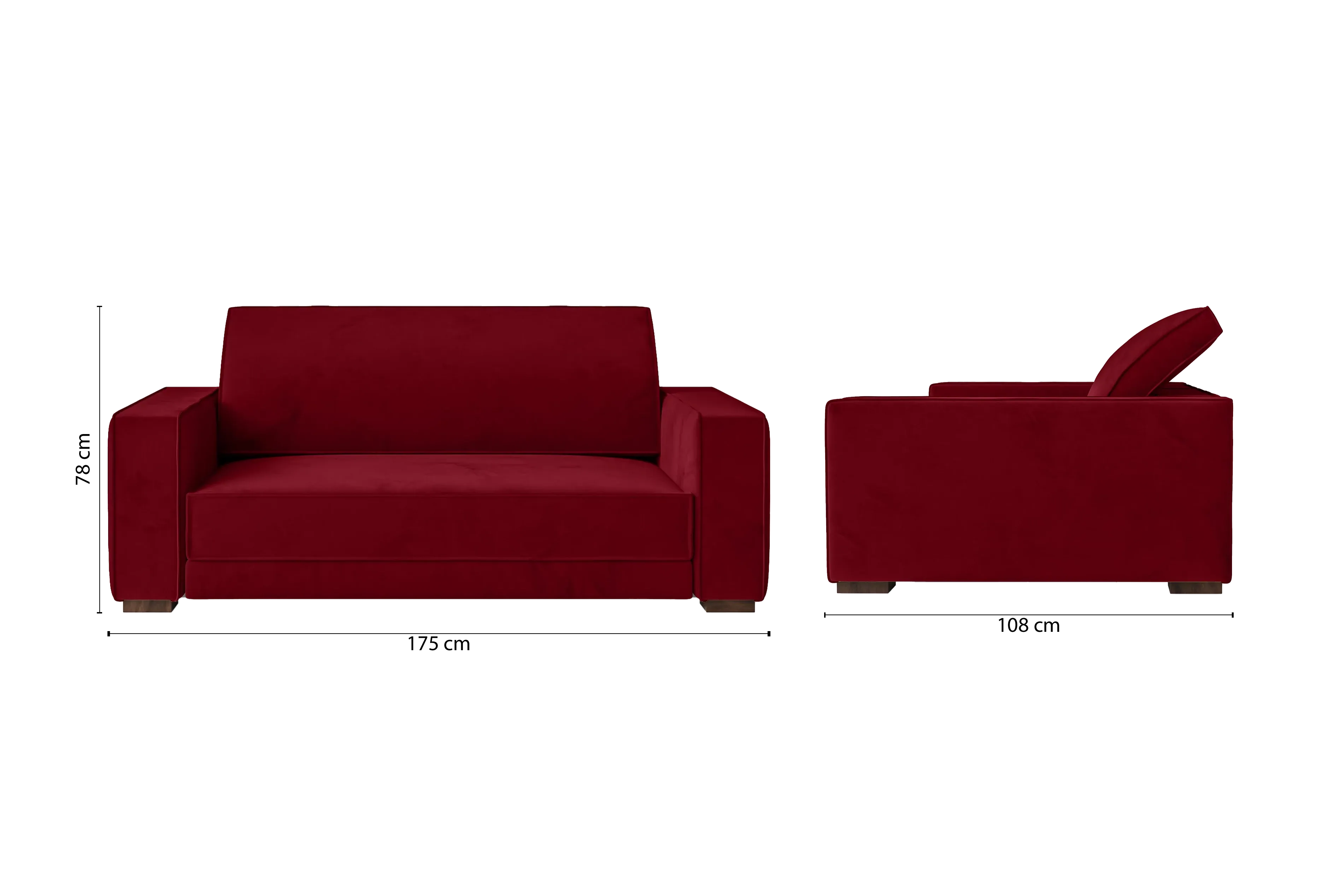 Bolzano 2 Seater Sofa Red Velvet