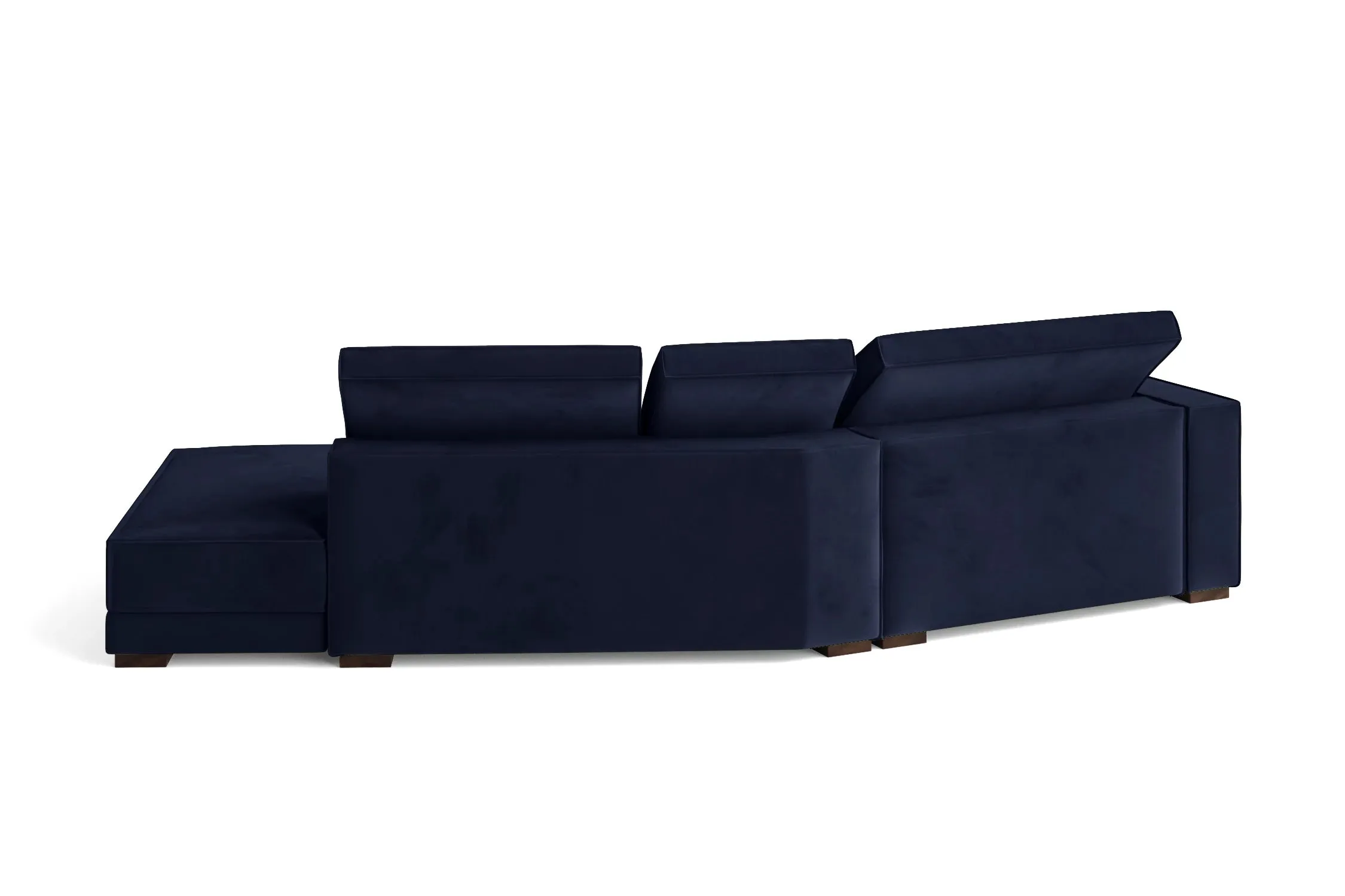 Bolzano 3 Seater Right Hand Facing Chaise Lounge Corner Sofa Dark Blue Velvet