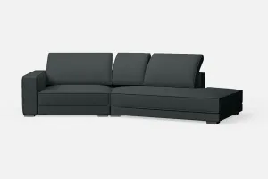 Bolzano 3 Seater Right Hand Facing Chaise Lounge Corner Sofa Slate Leather