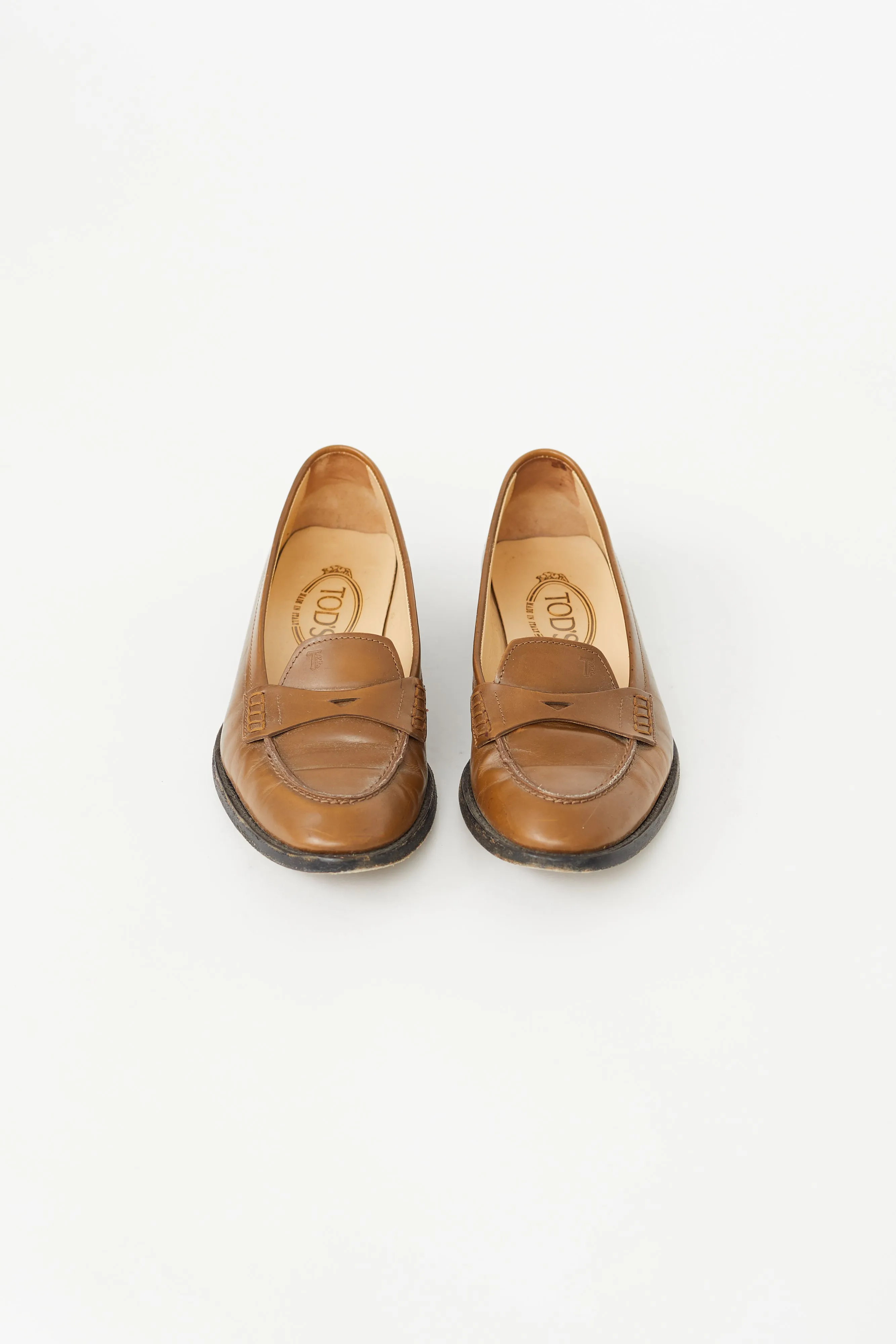 Brown Almond Toe Penny Loafer