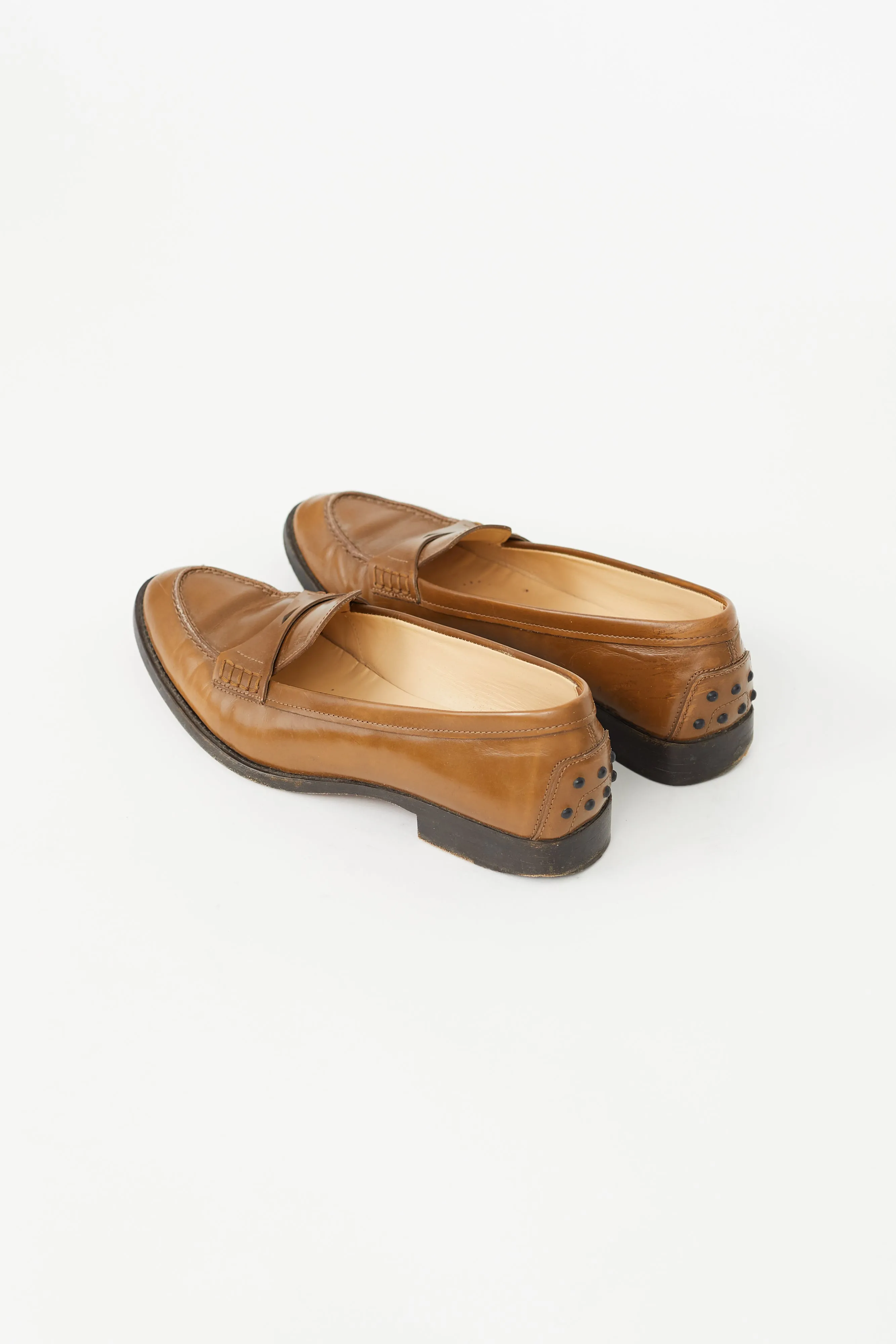 Brown Almond Toe Penny Loafer