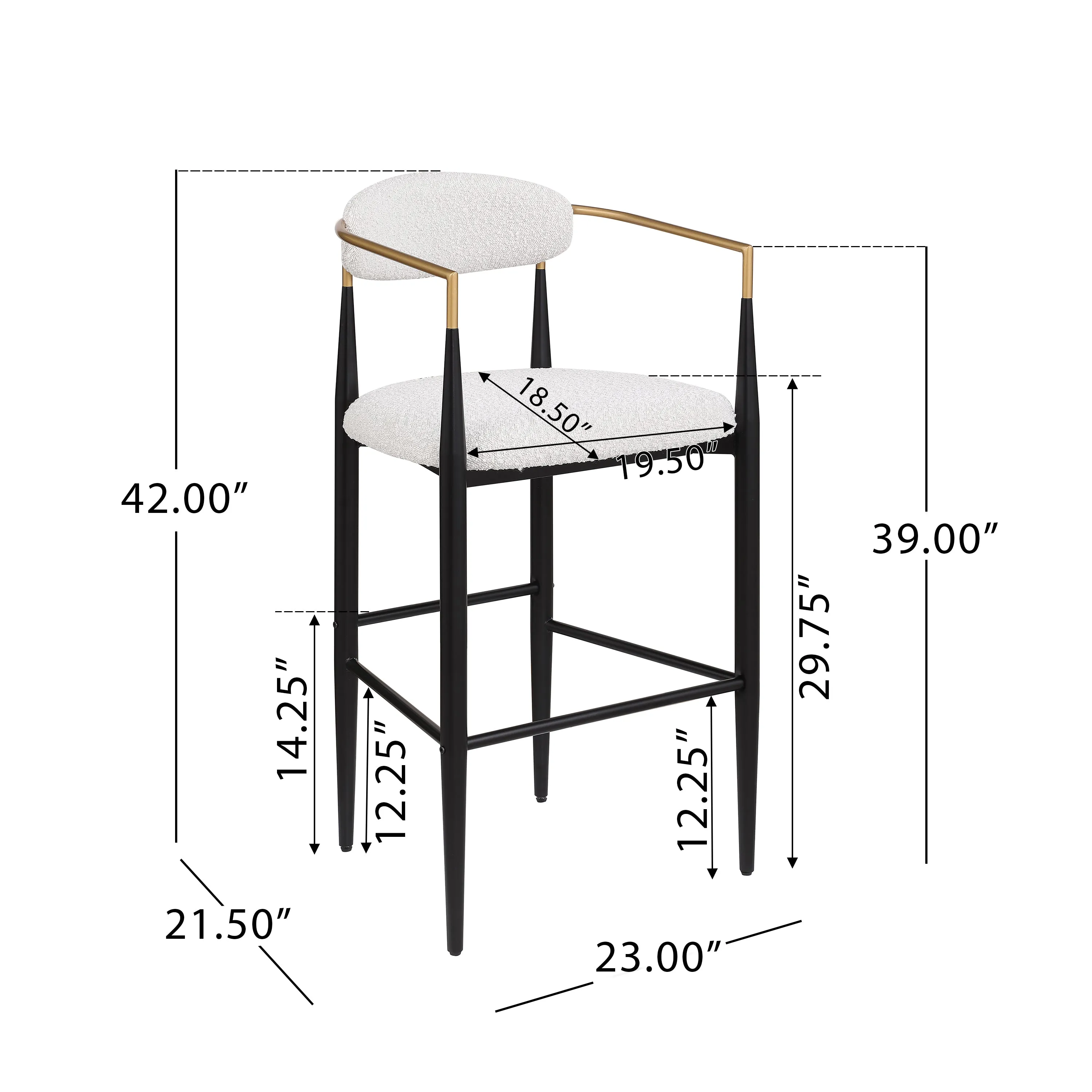 Camas Zephyr Indoor Fabric Barstool Set of 2