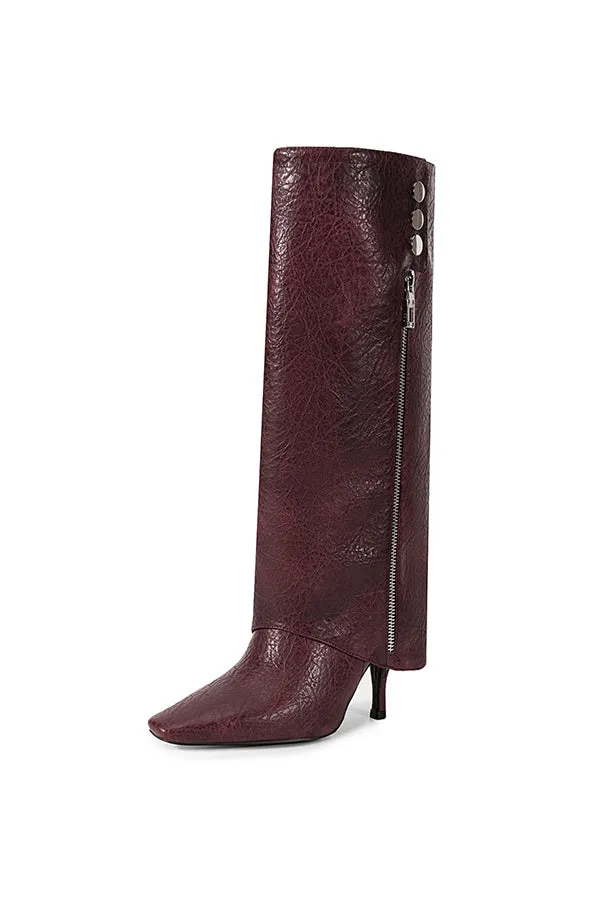 Chic Square Toe Tall Boots