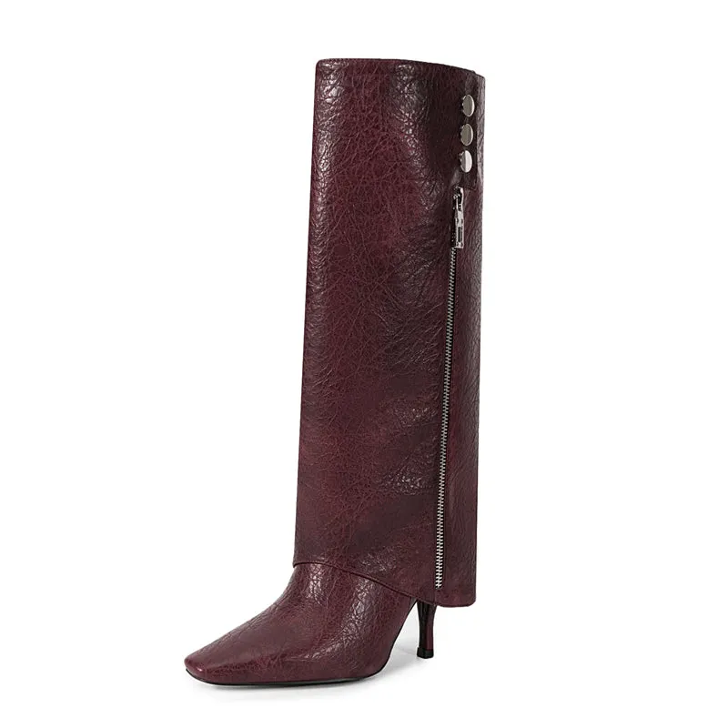 Chic Square Toe Tall Boots