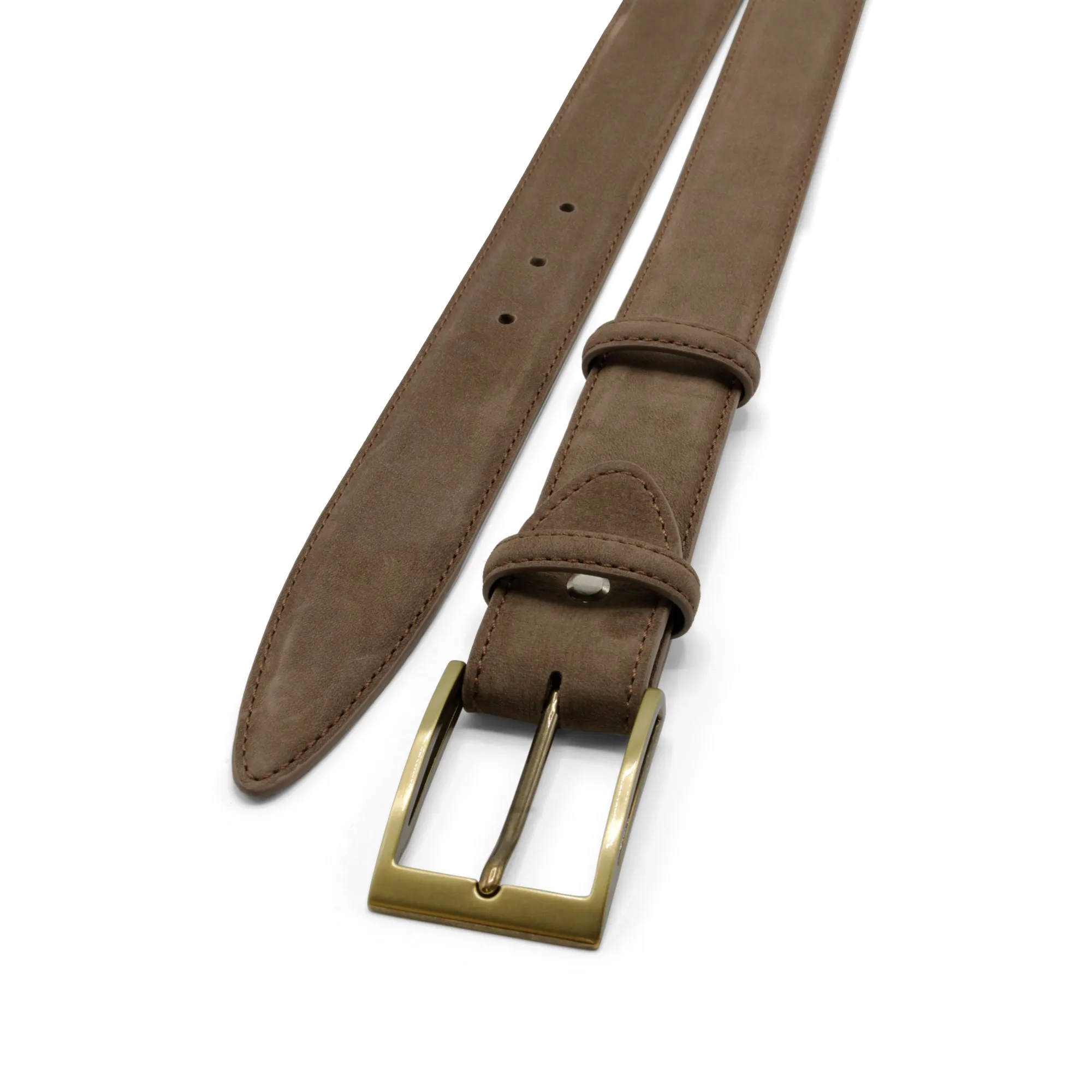 Classic Dark Brown Nubuck Slice Prong Belt