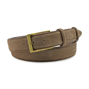 Classic Dark Brown Nubuck Slice Prong Belt