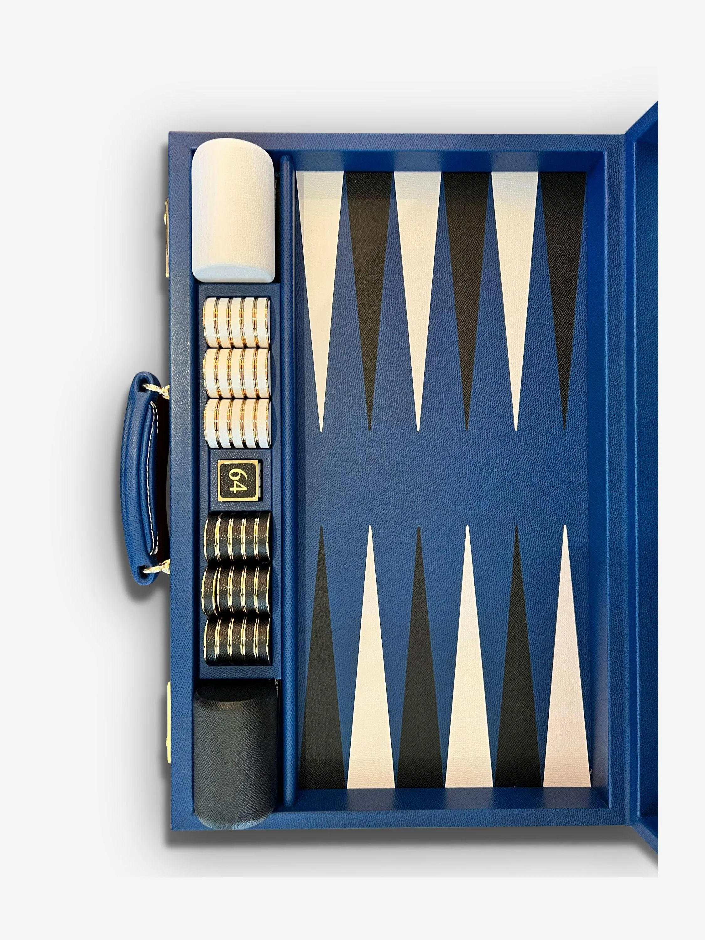 Cobalt Blue and Black Leather Backgammon Board by Geoffrey Parker