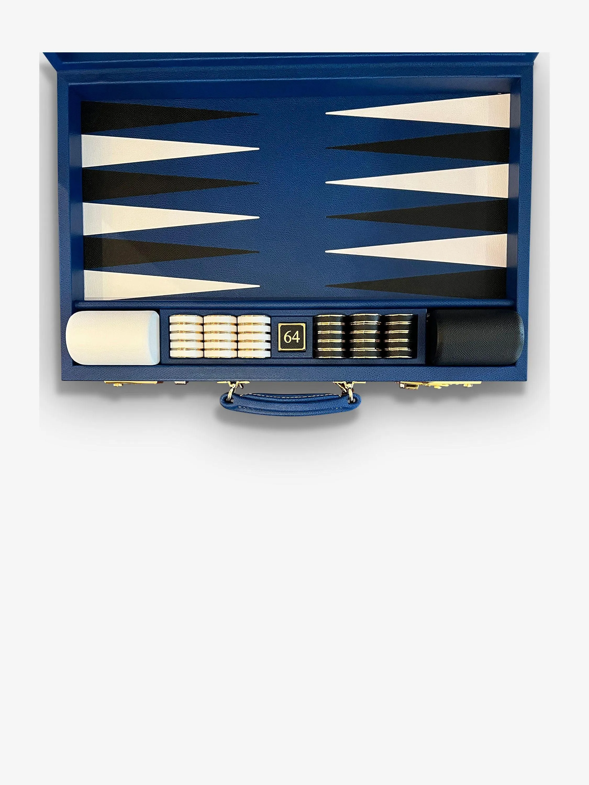 Cobalt Blue and Black Leather Backgammon Board by Geoffrey Parker