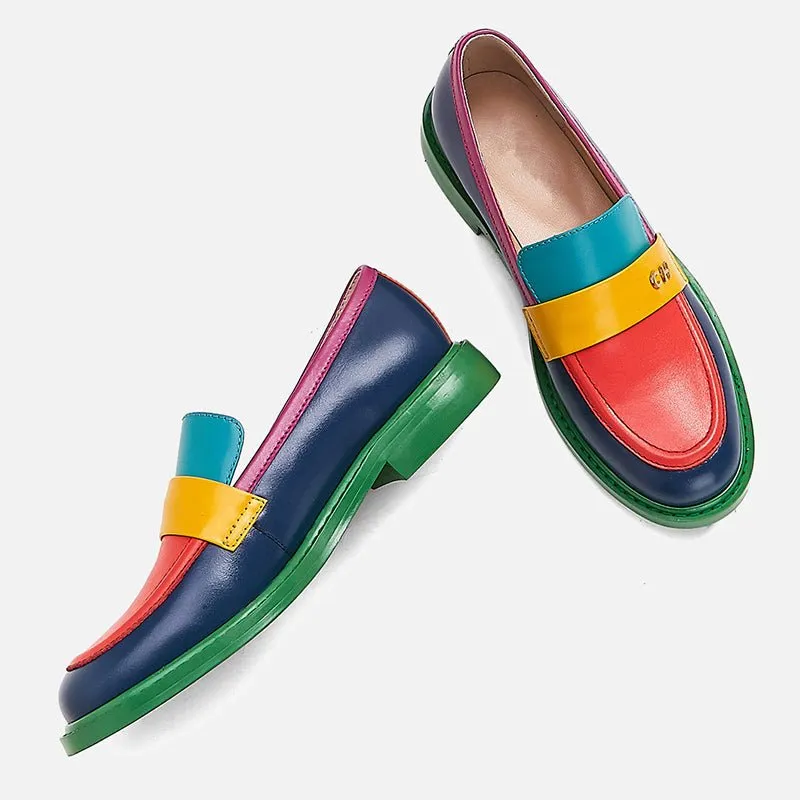 Colorful Chic Round Toe Slip-On Brogues