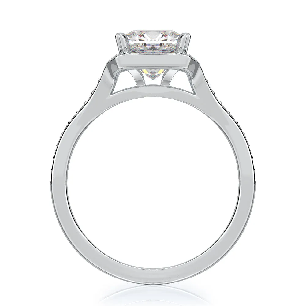 Cosmic Light Channel Natural Cushion  Diamond Engagement Ring