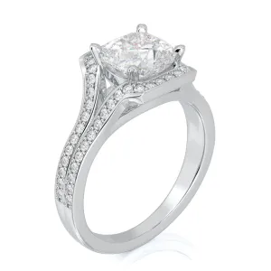 Cosmic Light Channel Natural Cushion  Diamond Engagement Ring