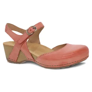 Dansko Tiffani in Coral and Black Milled Burnished Leather