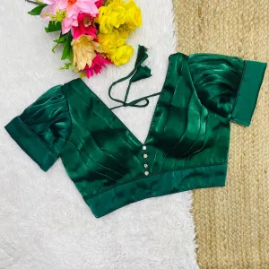 Dark Green Glamorous Ruffled Metallic Jimmy Choo Blouse