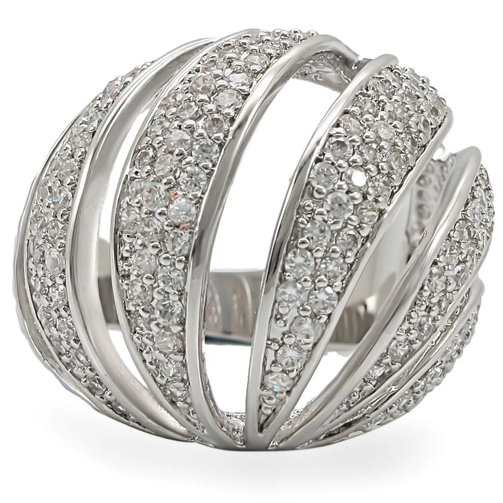 Dazzling Rhodium & Crystal Brilliance Ring, Timeless Accessory, Engagement Ring, Sophisticated Style