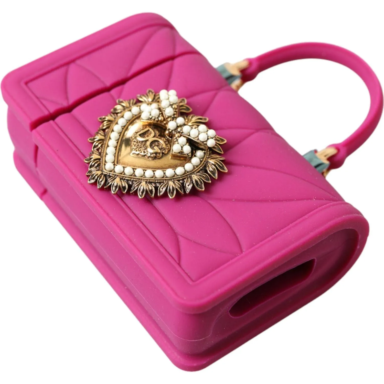 Dolce & Gabbana Chic Quilted Silicone Airpods Case - Pink & Gold