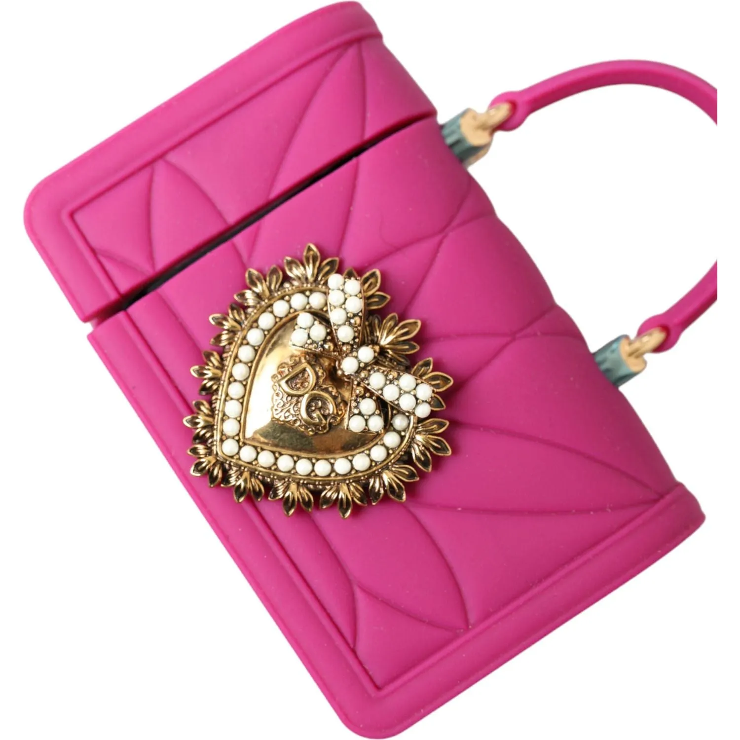 Dolce & Gabbana Chic Quilted Silicone Airpods Case - Pink & Gold