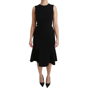 Dolce & Gabbana Elegant Black Fit Flare Wool Blend Dress