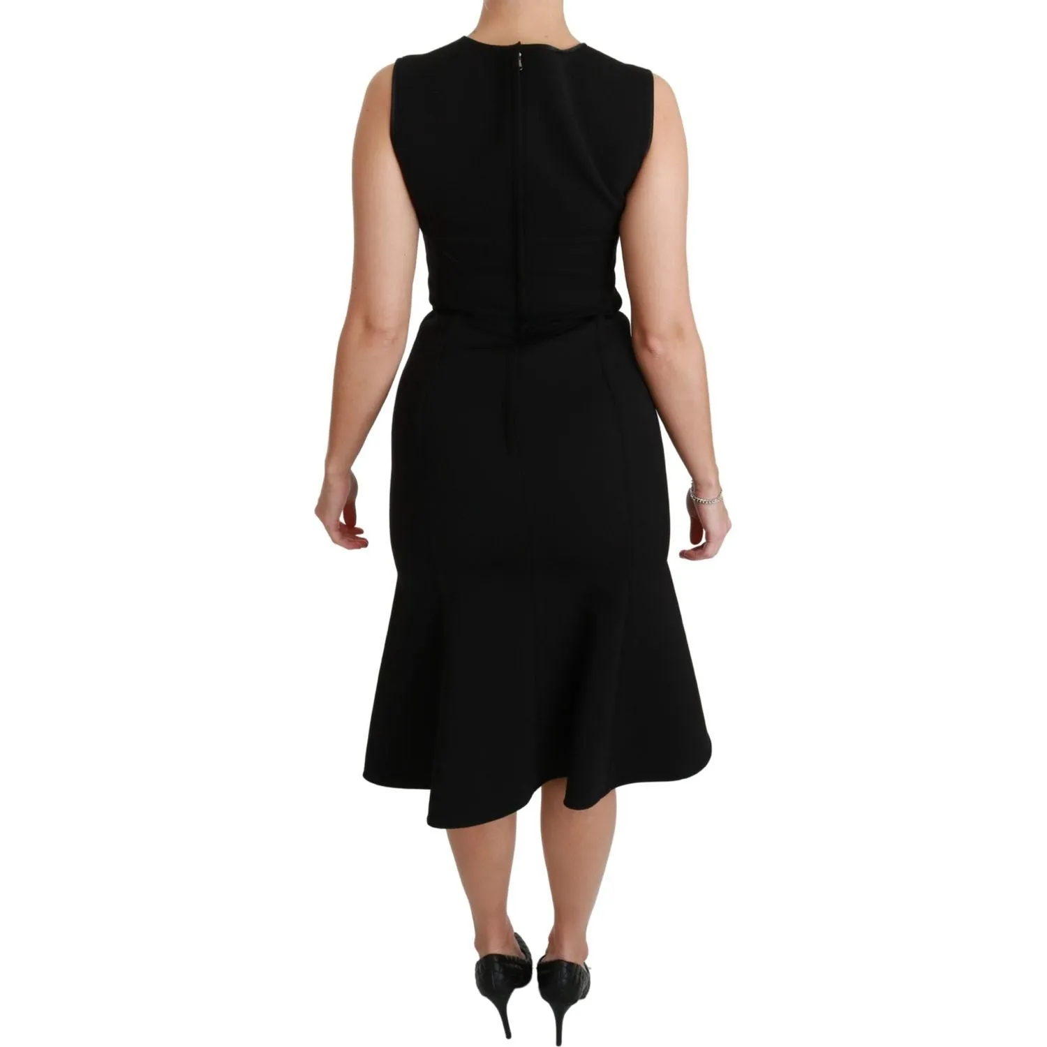 Dolce & Gabbana Elegant Black Fit Flare Wool Blend Dress