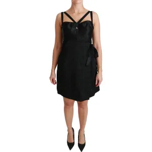 Dolce & Gabbana Elegant Black Jacquard Sheath Dress