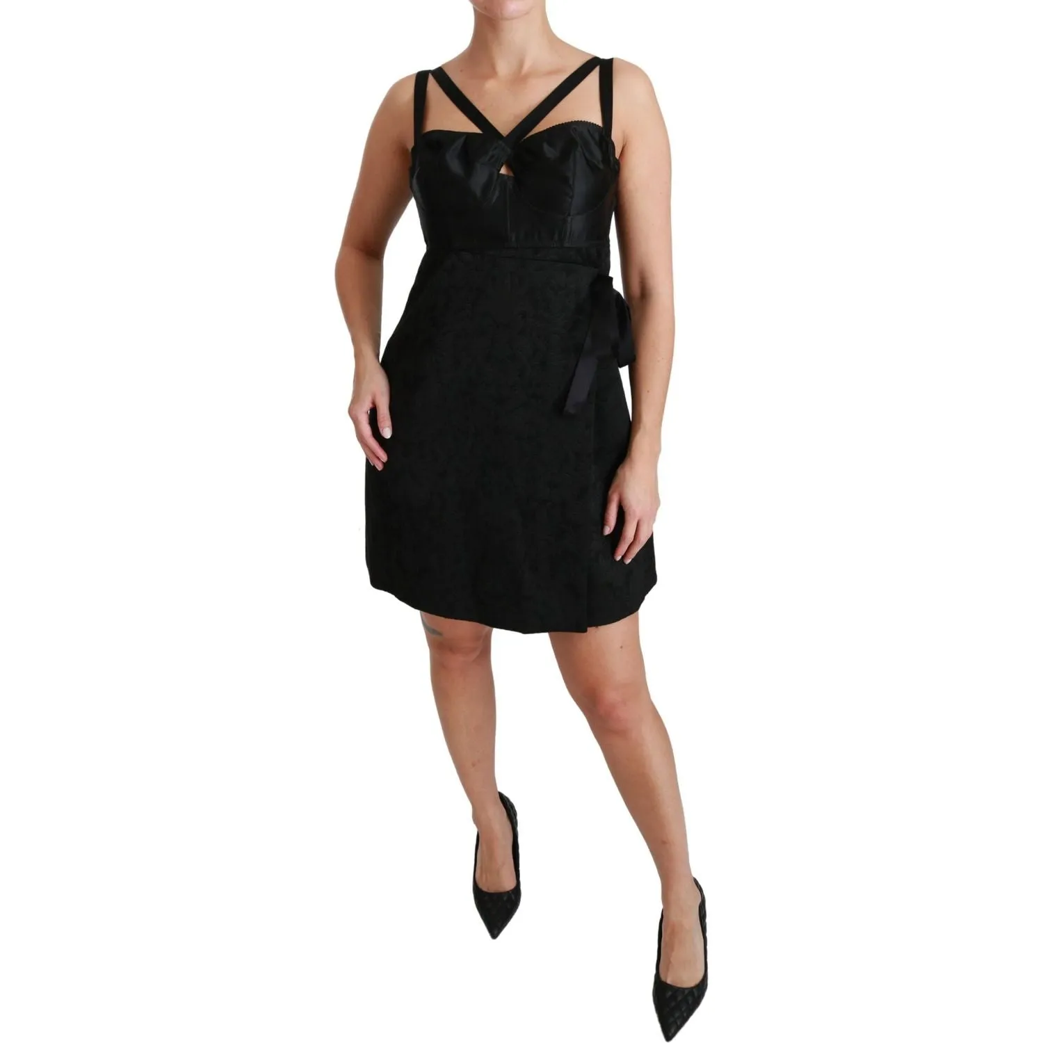 Dolce & Gabbana Elegant Black Jacquard Sheath Dress