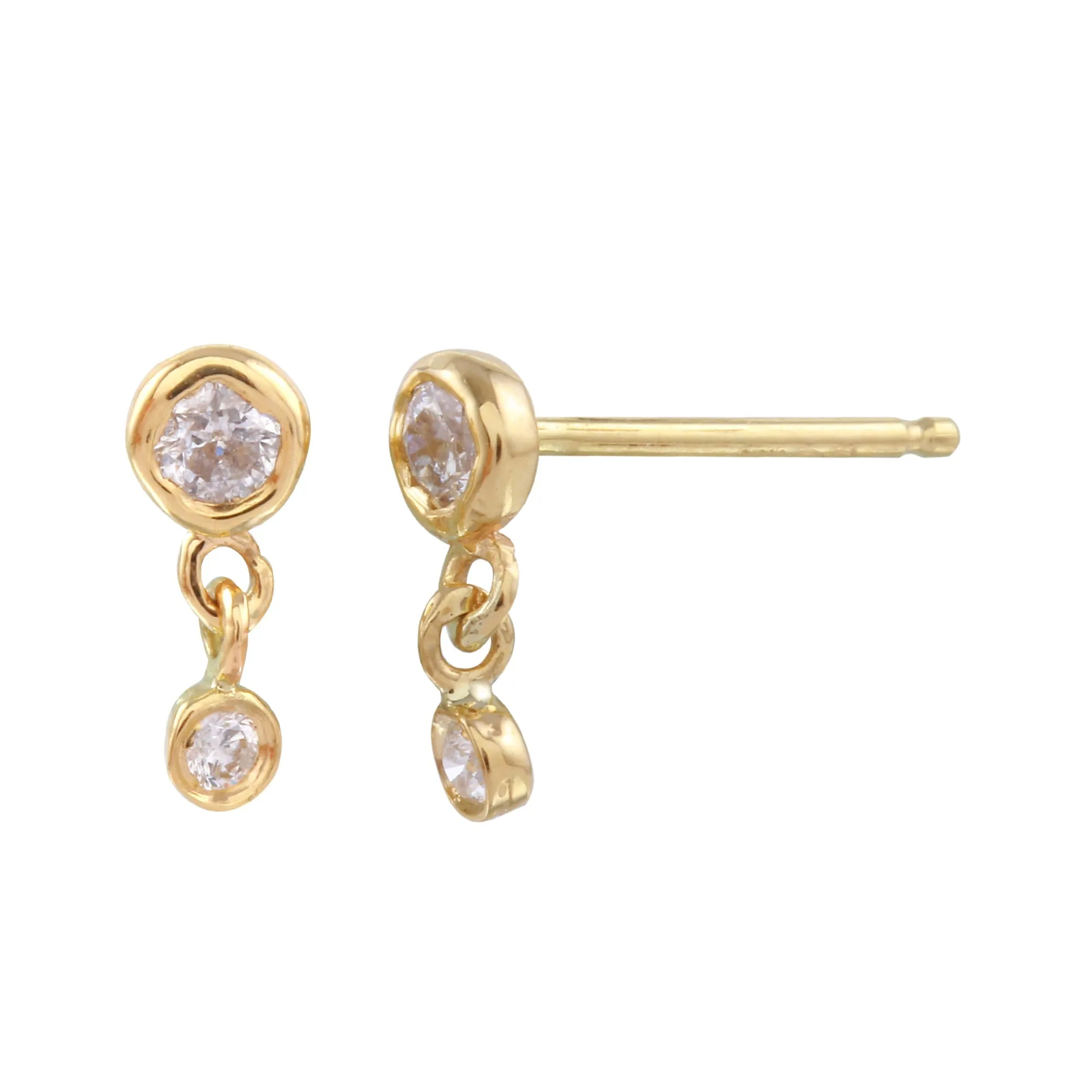 Double Diamond Dangle Earring