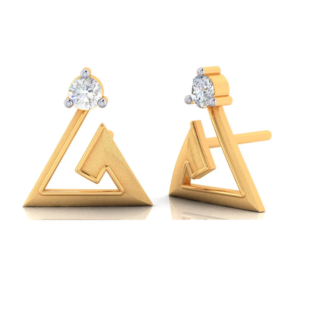 Elegant Shaped 18k Diamond Gold Earrings