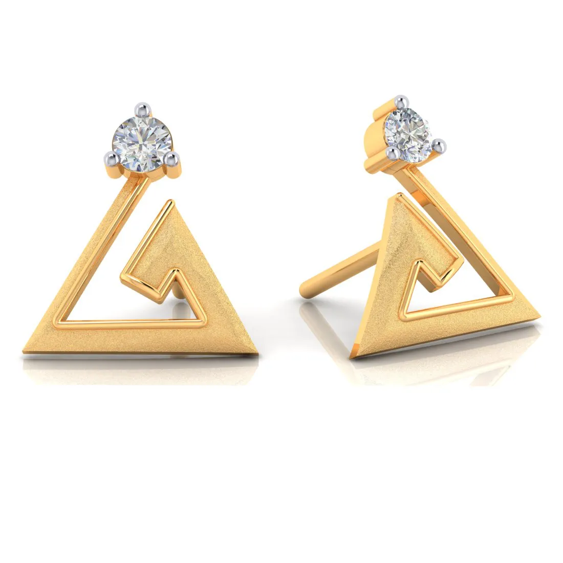 Elegant Shaped 18k Diamond Gold Earrings