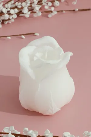 Elegant White Rose Decorative Candle