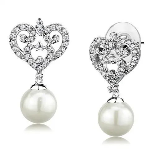 Elegant White Synthetic Pearl Rhodium Brass Earrings - A Cherished Valentine's Gift, Classic Style Earrings, Luxury Fashion Earrings