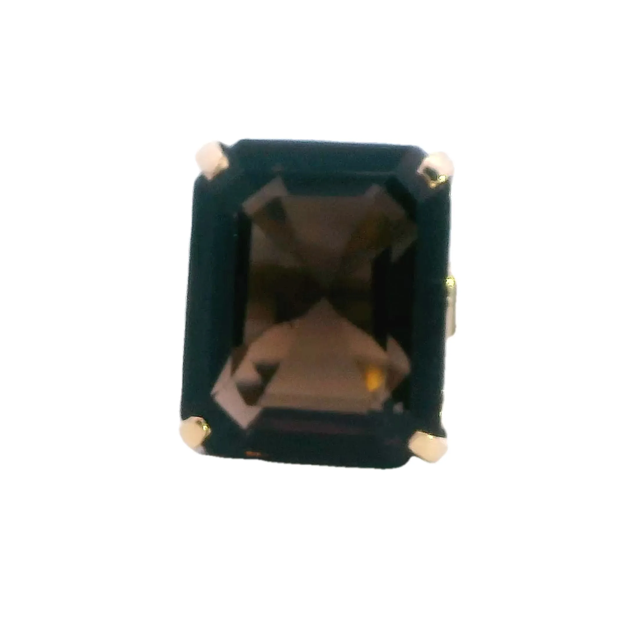 Elegant Yellow Gold Smokey Quartz Ring - Bold and Sophisticated