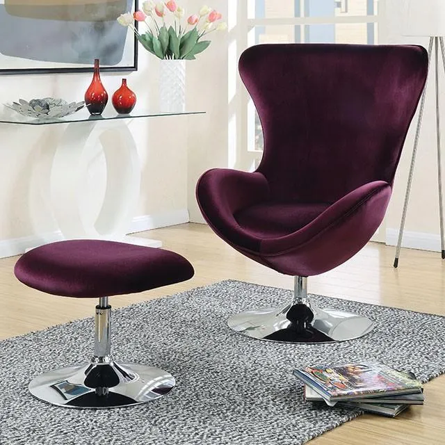 Eloise Purple Accent Chair w/ Ottoman