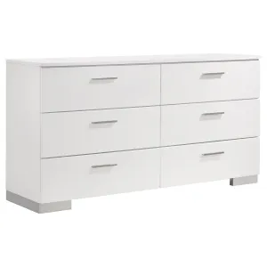 Felicity 6-drawer Dresser Glossy White