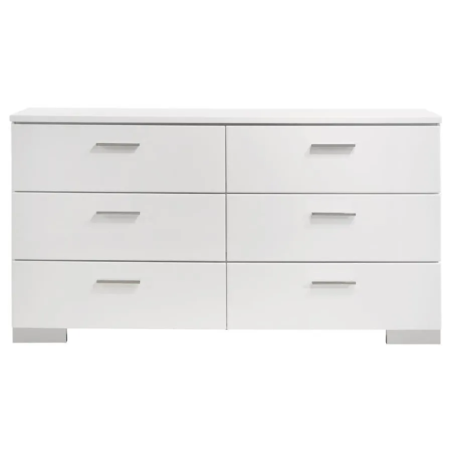 Felicity - 6-Drawer Dresser - White High Gloss