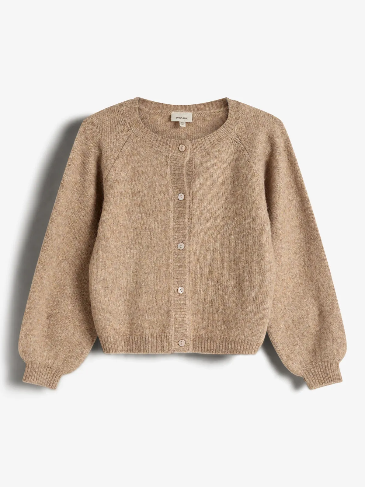 Fuzzy Knit Cardigan - Kids - Dark Beige Melange