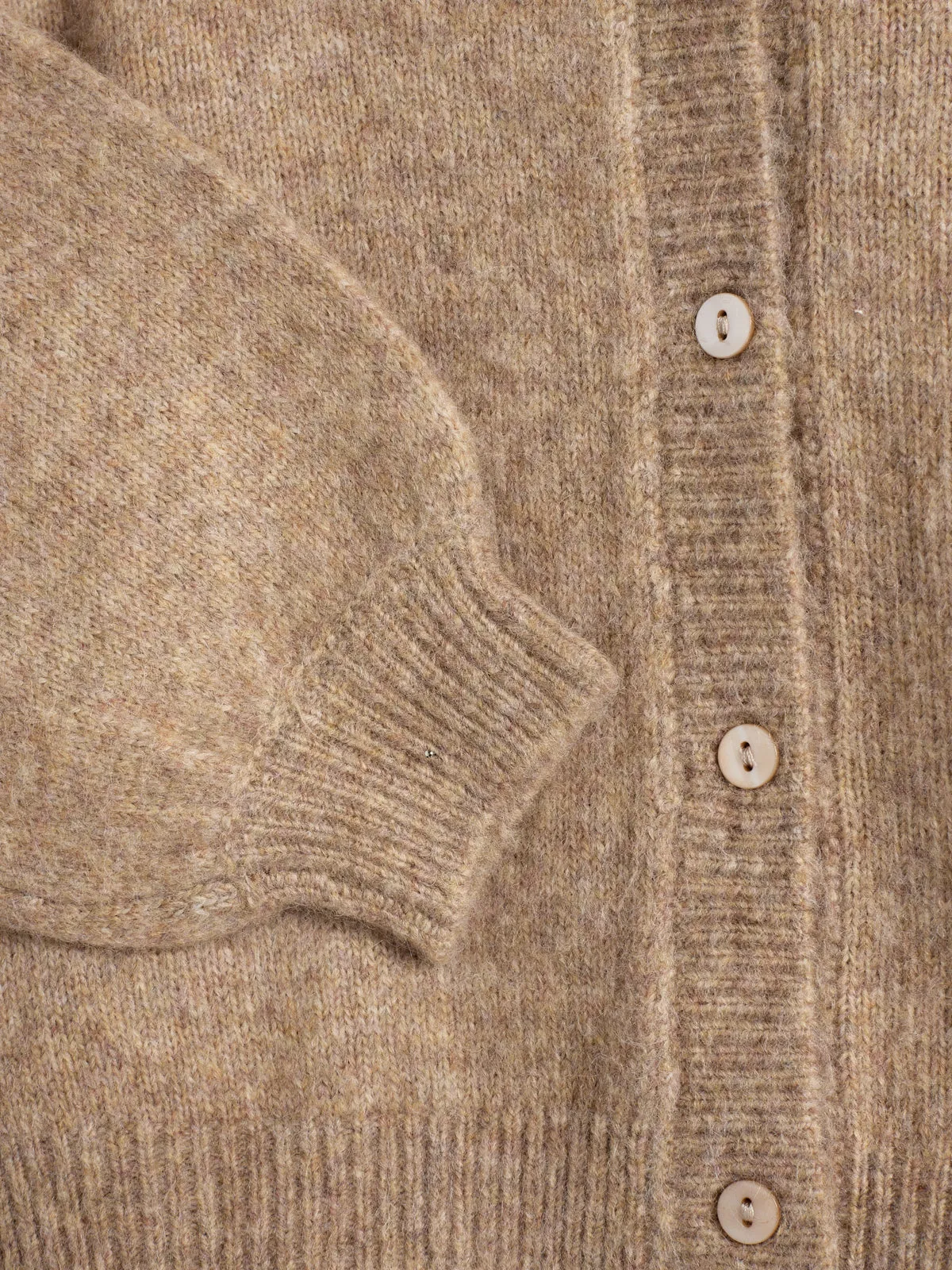 Fuzzy Knit Cardigan - Kids - Dark Beige Melange