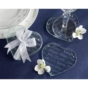 Good Wishes Heart Glass Coasters